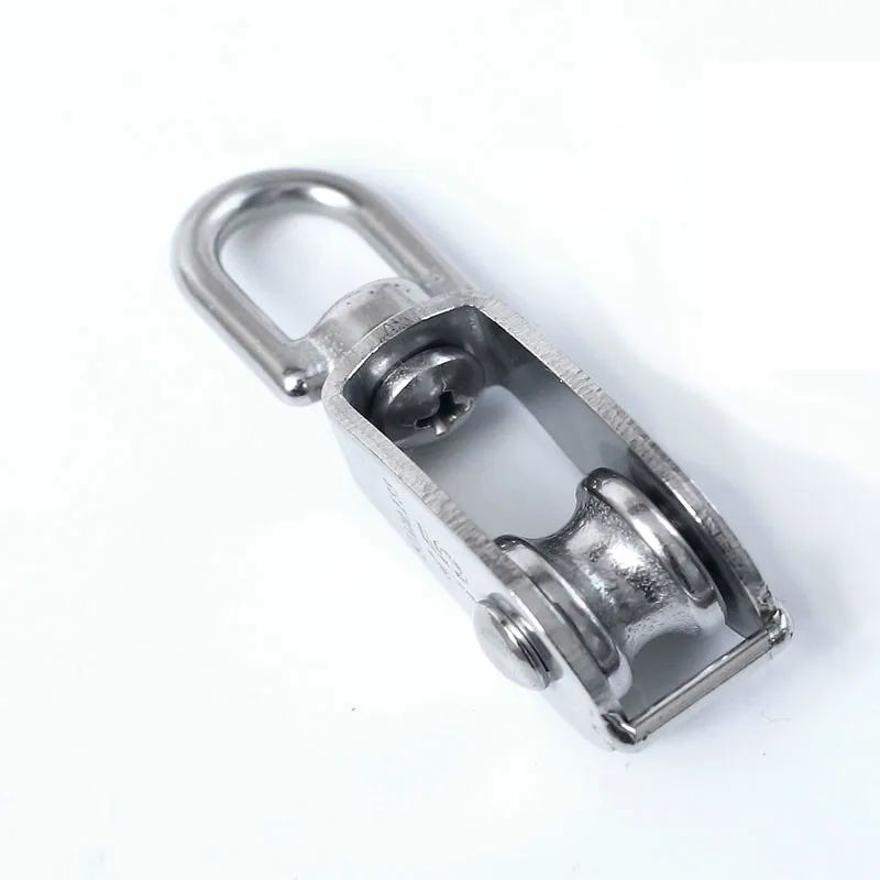 1pcs  M32 High Quality Stainless Steel Heavy Duty Steel Single Wheel Swivel Lifting Rope Pulley Block