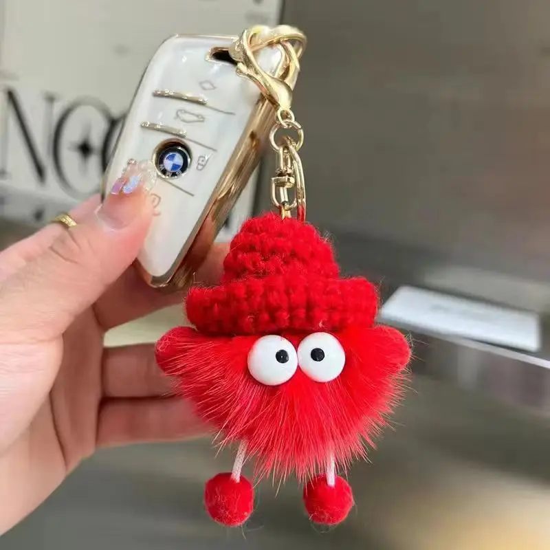 تقليد المنك الشعر قوالب صغيرة لطيف سيارة المفاتيح قزم قلادة حقيبة قطيفة