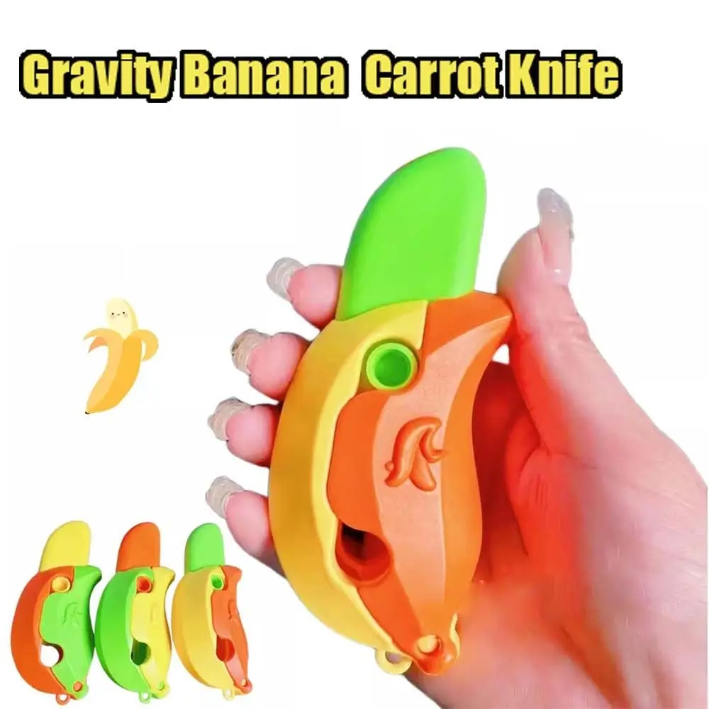 

3D Gravity Banana Decompression Push Card Small Toy Gravity Radish Mini Model Halloween Gift