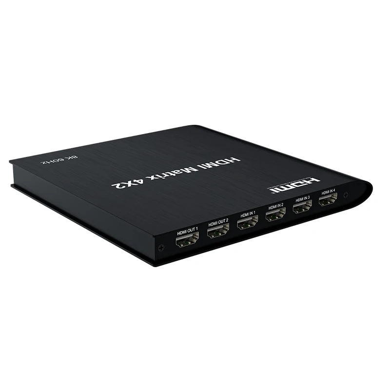 8K 60Hz HDMI Matrix Switcher 4x2 Switch Splitter 4 in 2 out Video Display with L/R 3.5mm HDR HDR10 3D Support HDCP2.3 4K 120Hz