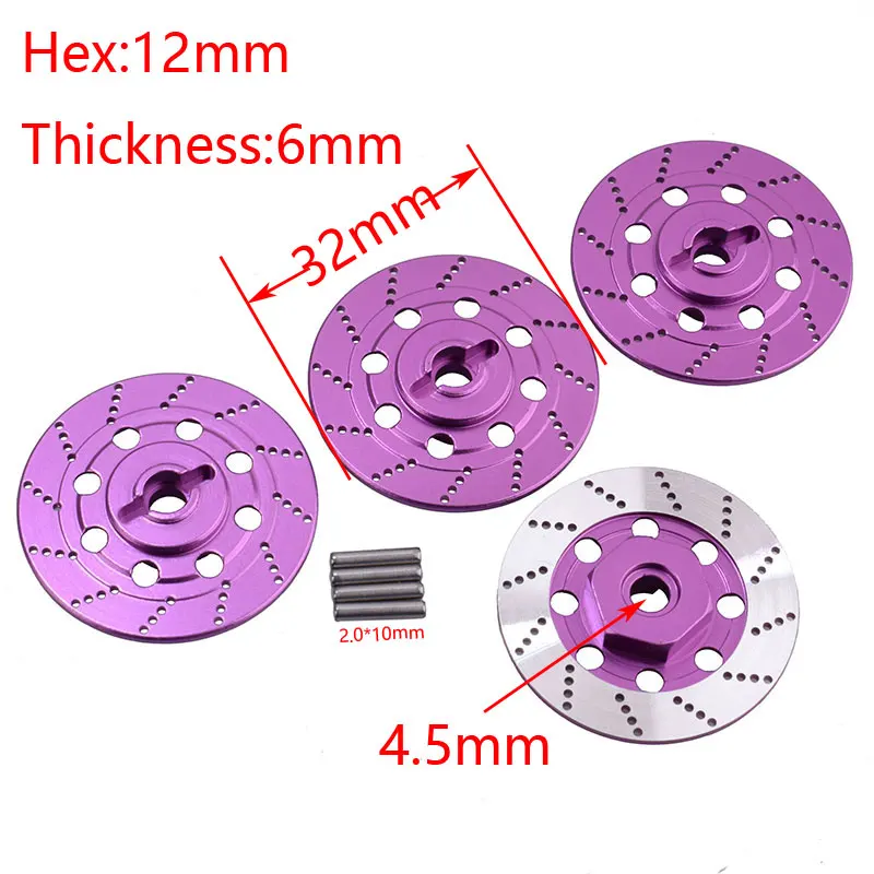 4PCS Metal Brake Disc Wheel Rim Box Hex Adapter 12Mm For Tamiya TT01 TT02 HPI HSP 1/10 Sakura D4  On-Road Racing RC Car Parts