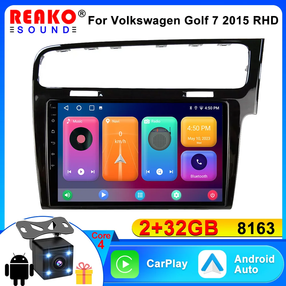 

Автомобильный радиоприемник реакosound 10 дюймов для Volkswagen VW Golf 7 2015, для правой руки, Carplay, Android, автомагнитола Mirror Link, 2 Din, видеоплеер, стерео