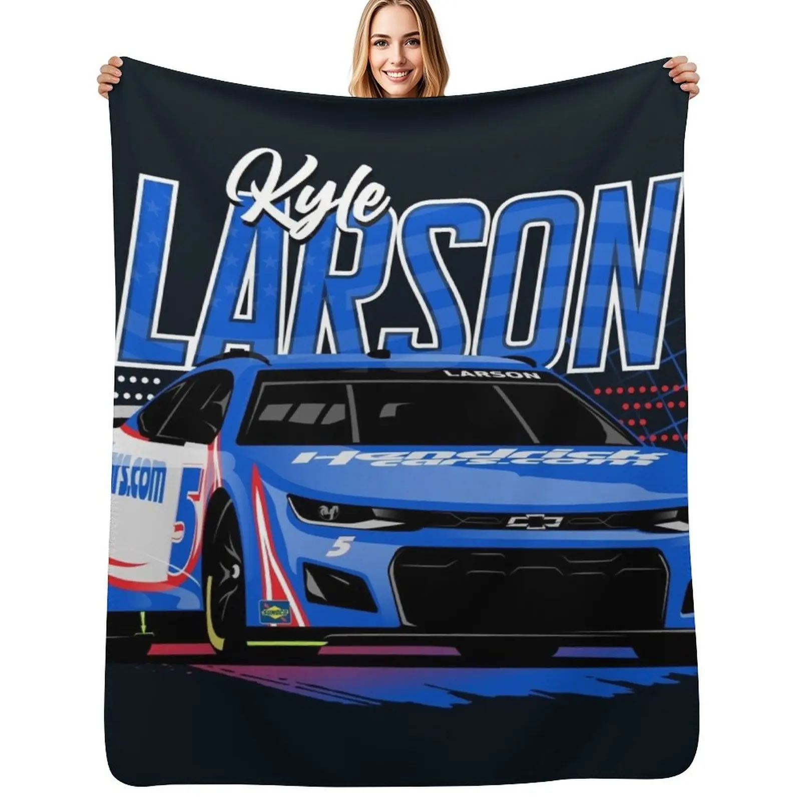 

Kyle Larson 2022 Nascar Throw Blanket Warm Flannel Blanket for Couch Chair Bedroom