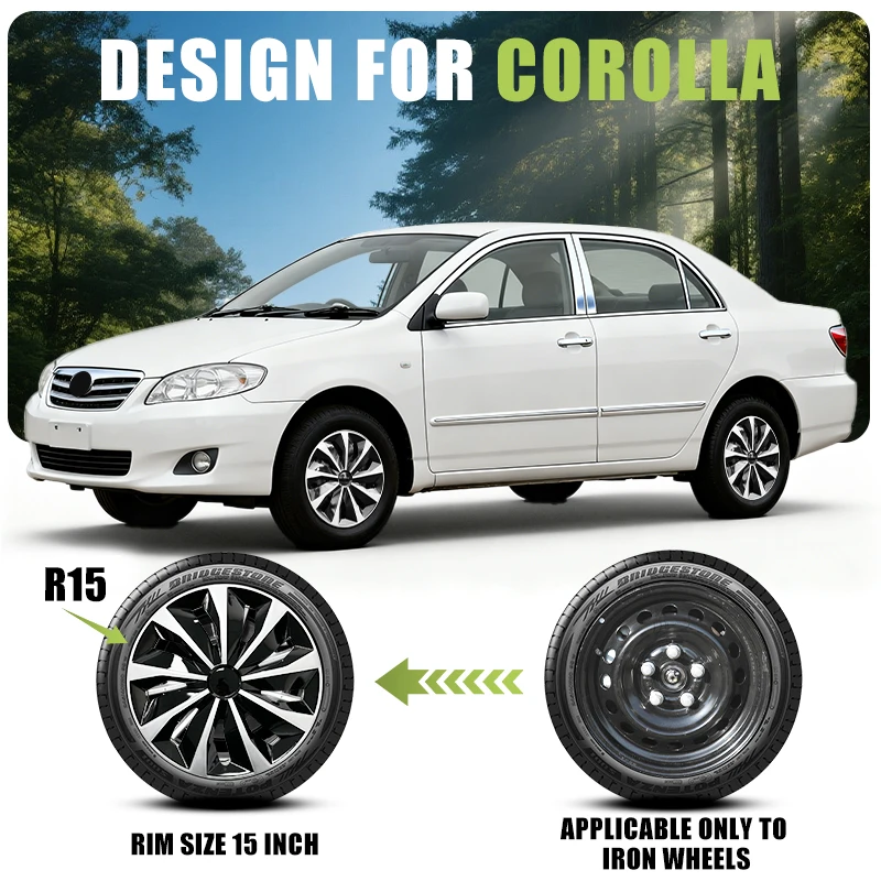 

15-дюймовые колпаки в стиле «нож» для Toyota Corol Для железных дисков Комплект из 4 стальных колпаков Замена для шины R15