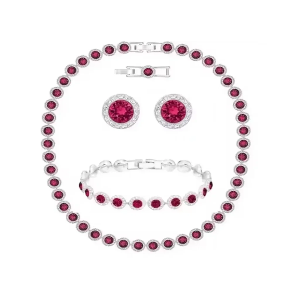 مجموعة مجوهرات نسائية فاخرة وبسيطة وقلادة وسوار وأقراط مرصعة بالزركون وحفلات هدايا عيد الميلاد #6