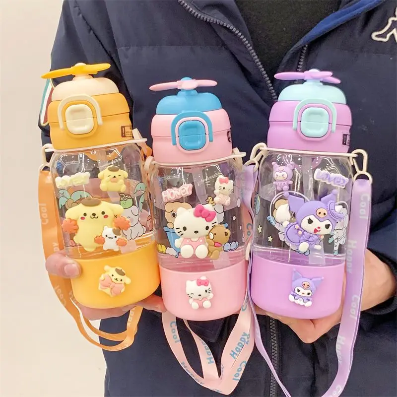 

Kawaii cartoon character Hello kitty children's water cup kettle girl student going to school kindergarten straw cup wholesale