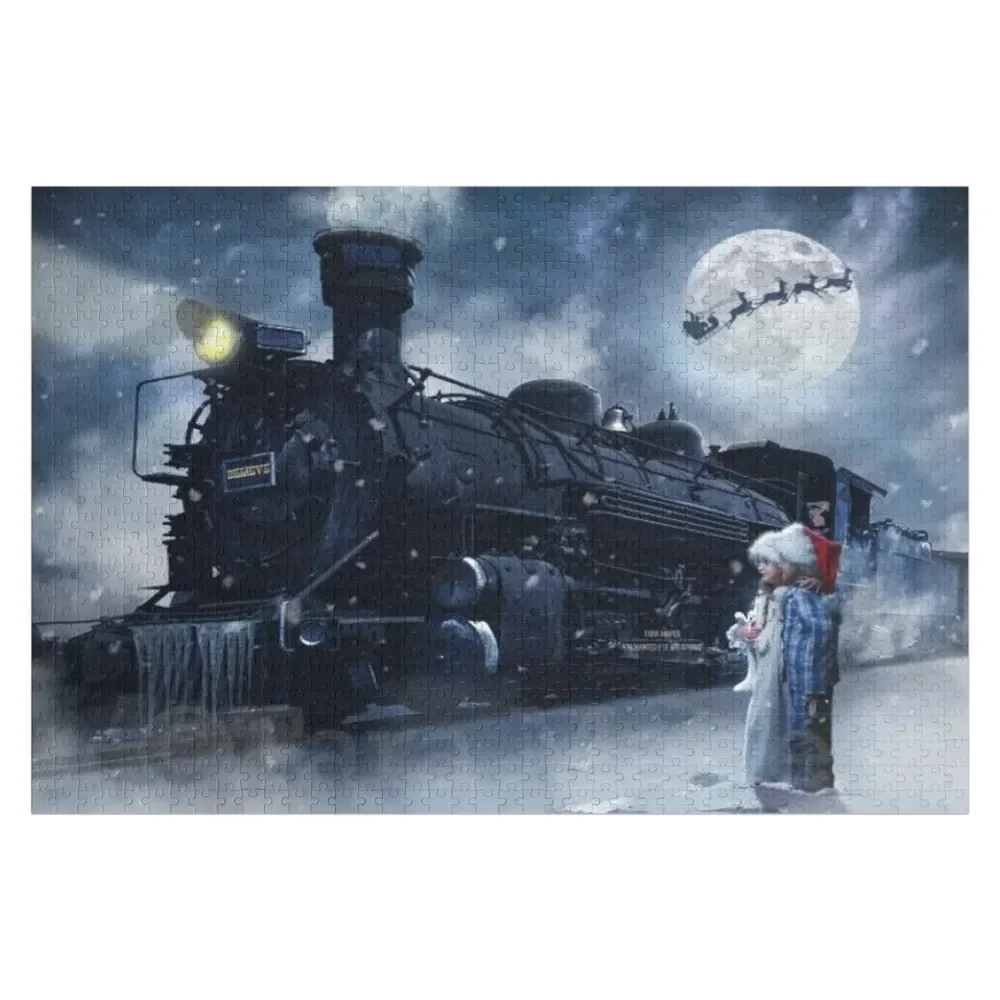 

train polar express background Jigsaw Puzzle Personalized Child Gift Wooden Adults Puzzle