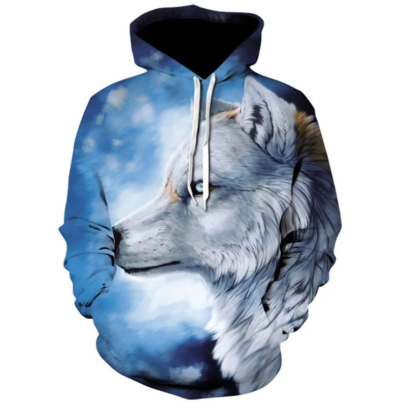 2023 Men's Oversized Hoodie 3D Wolf Animals Pattern Ferocious Warrior Fashion Sweatshirt Loose Street Funny Tracksuits Fitness - Image 5