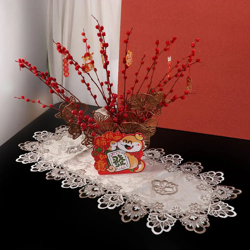 Flower Embroidery Oval Lace Tablecloth Dacron Vintage Europe Dining Tablecloth Exquisite Washable Tea Table Cover Desk