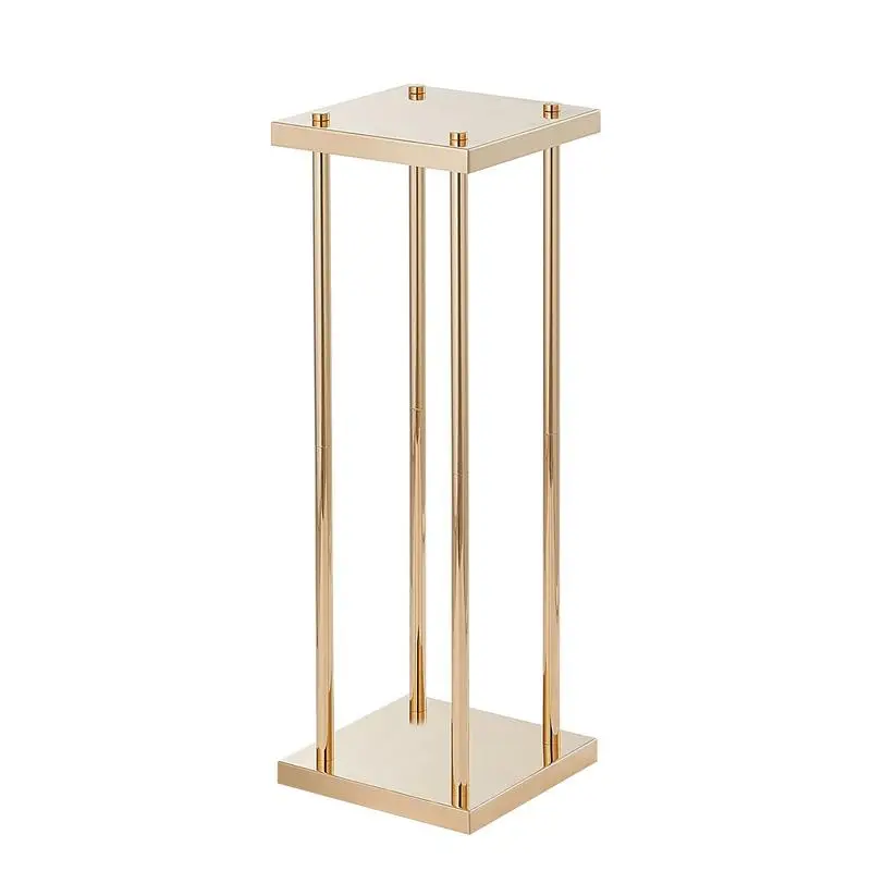 

Free Shipping-4PCS Gilded Iron Pillar Floral Pedestal 23.6in Height For Wedding Receptions Party Venues Event Celebrations Geometric Centerpiece Frame Removable Metal Top Plate Cylindrical Structure Gold Finish Decorative Column Set