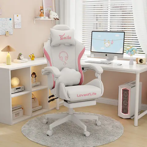 저렴한 편안한 탄성 안락 의자 인체 공학적 소녀 연구 회전식 허영 게임 의자 안락 의자 북유럽 Cadeira 게이머 의자 가구