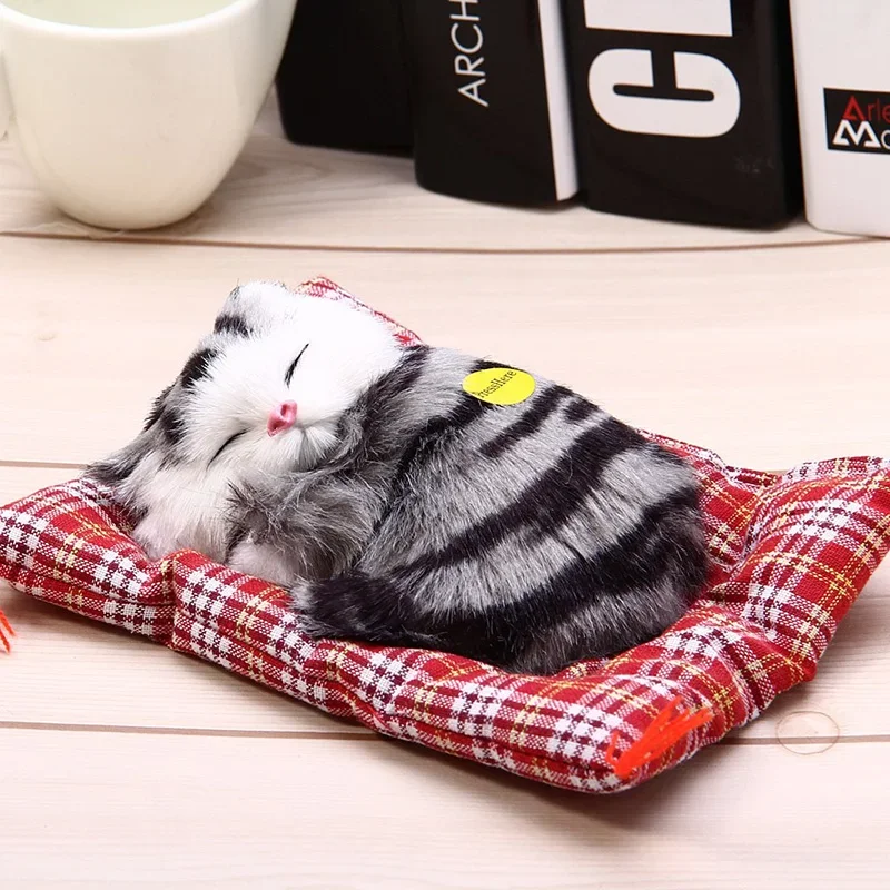 Simulation Cute Animal Doll Plush Sleeping Cats Toy with Sound Children Christmas Gift Party Decor Kids Birthday Gift