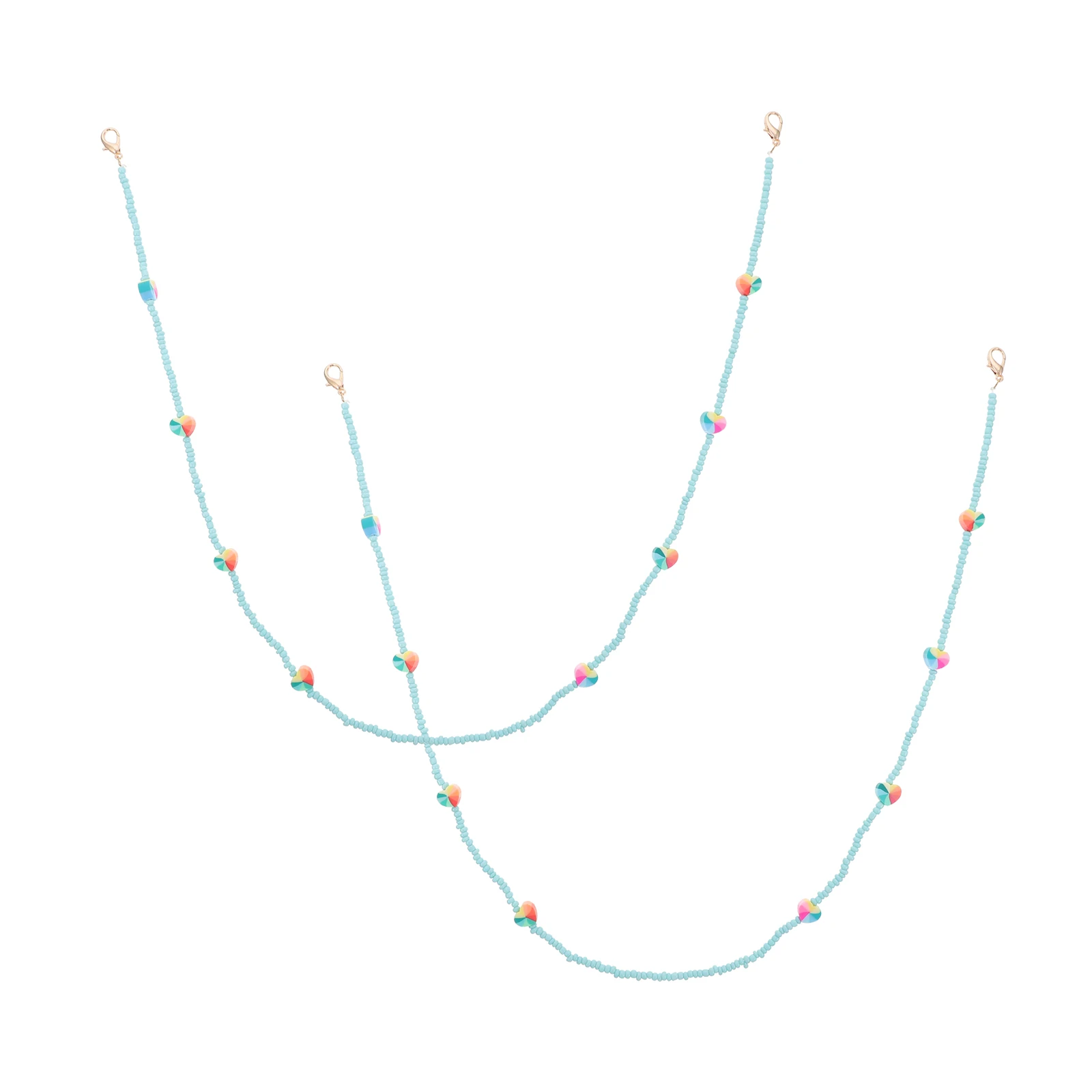 

2Pcs Heart Sunglasses Chains Anti-Lost Mask Straps Decorative Glasses Retainer Portable Lanyard for Eating Hiking Running