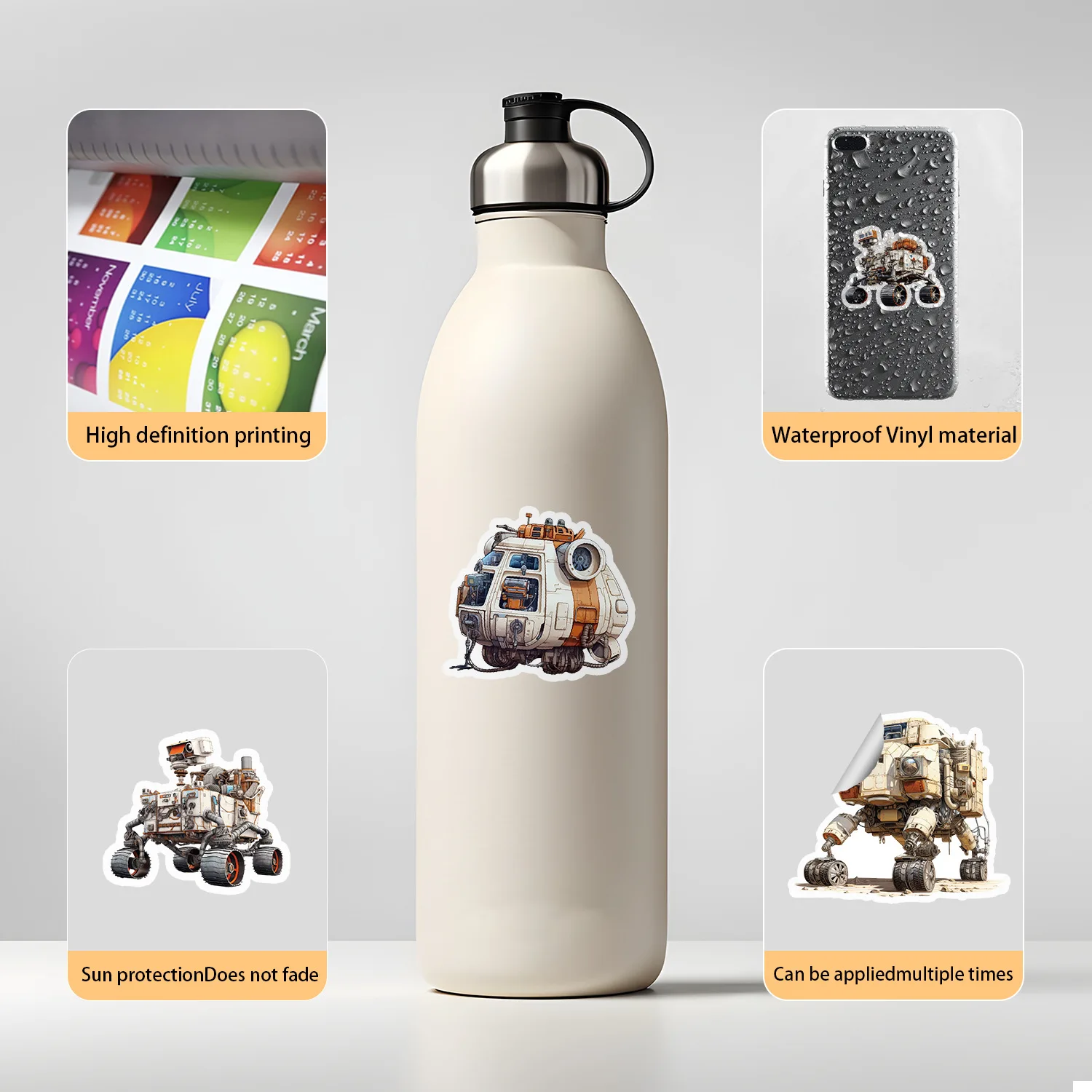 10/50 pezzi stile carino attrezzatura spaziale astronauta adesivo cartone animato decorazione fai da te PVC impermeabile skateboard notebook giocattolo graffiti