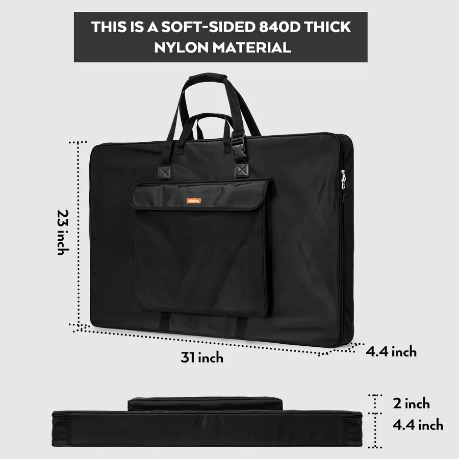 Borsa portfolio artistico in nylon impermeabile da 23 x 31 pollici con design su un lato morbido e tracolla regolabile per un trasporto sicuro di Sk
