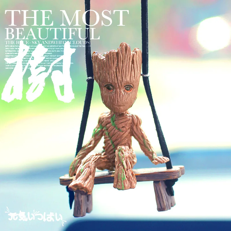 

Movie Anime Figures Groot Tree Man Model Decor Auto Rearview Mirror Hanging Pendant Cartoon Car Interior Ornaments Accessories