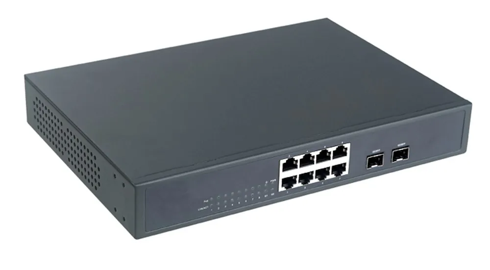 L2 Managed Network 8 port Gigabit POE Ethernet Switch with 2  SFP Optical Fiber VLAN LACP IGMP