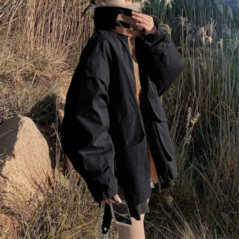 

Парка женская зимняя белая, на флисовой подкладке, асимметричная, привлекательная, повседневная, без капюшона, высококачественная, термоизоляционная, из овечьей кожи, с вставками, реглан, для девушек