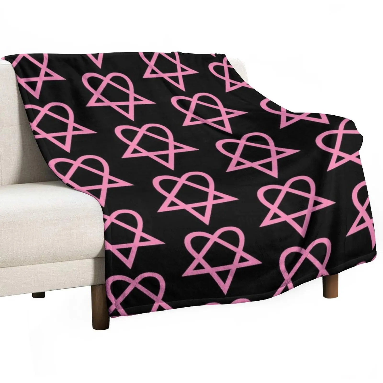 

Heartagram - Pink Throw Blanket Decorative Bed Blankets Heavy Blanket