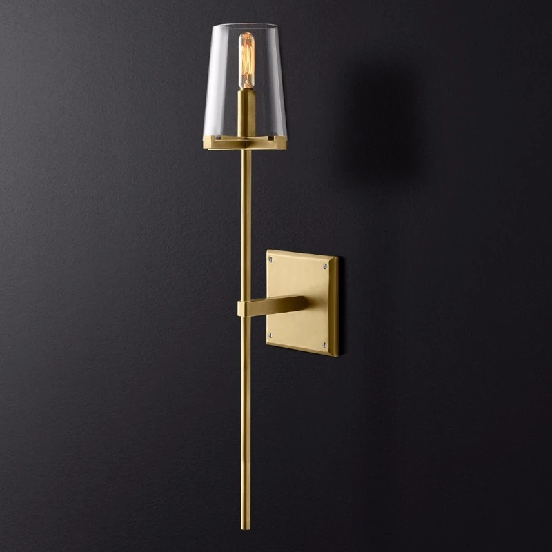Nordic Postmodernism Wall Lamps Glass and Fabric Lampshade LED Wall Sconces Living Room Corridor Stairs Decor Long Style Fixture