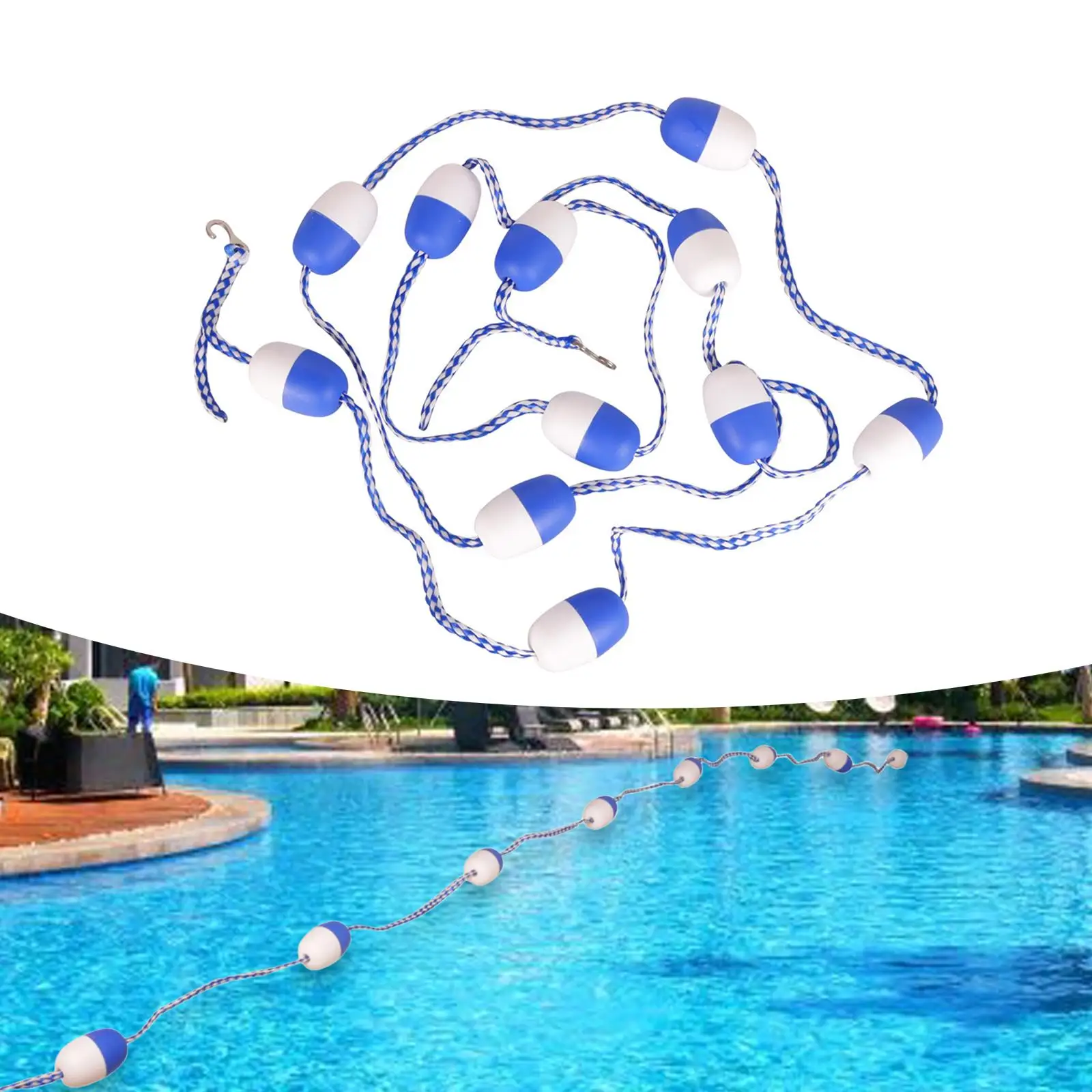 

Pool Safe Rope with Floats Buoy Separation Rope Divider Buoy with Hooks for Game Separating Depth Pond Summer Inground Pools