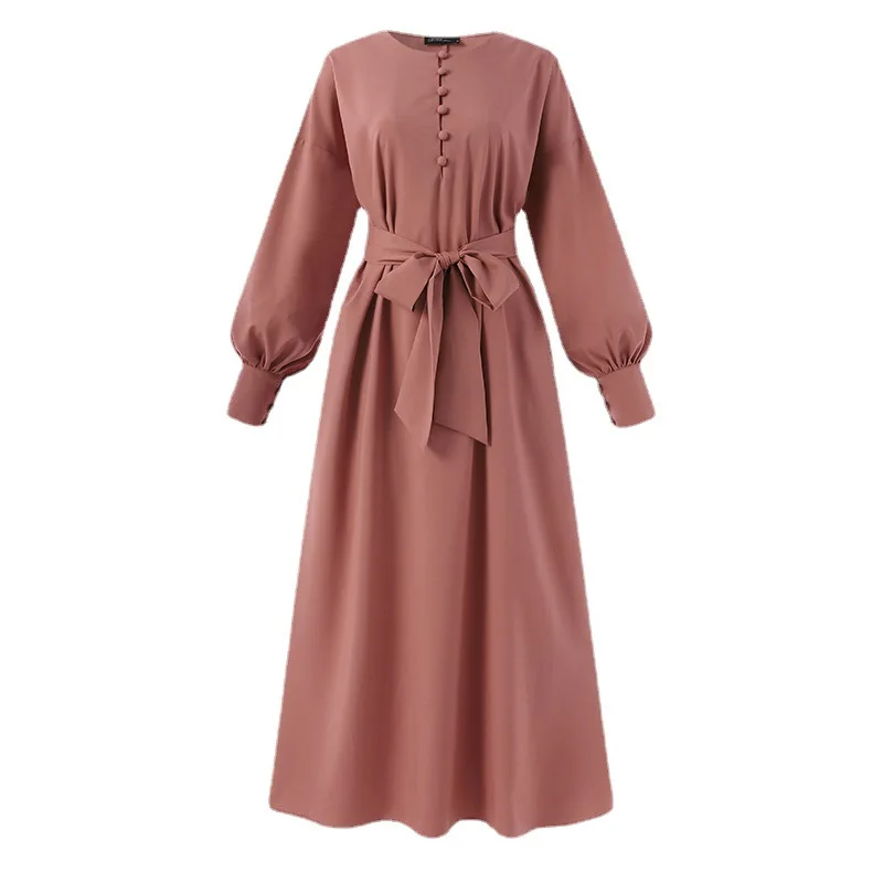 

Spring Autumn Women Long Sleeve Dress Muslim Lady Abaya Basic Tunic Robes Elegant Islamic Turkish Dresses Size S-5XL Vestidos