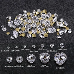 Strass rond à fond pointu pour Nail Art, dos plat, diamant, cristal blanc, taille mixte, foret empilé, décoration d'ongles 3D