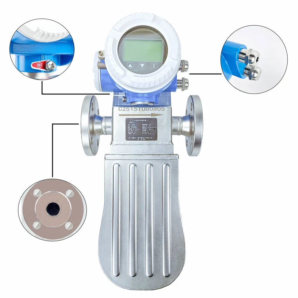 High-Pressure Stainless Steel Digital Flow Meter For Hydrogen Gas Oil Air Water Flange Connection 1.5 Times Experimental Margin