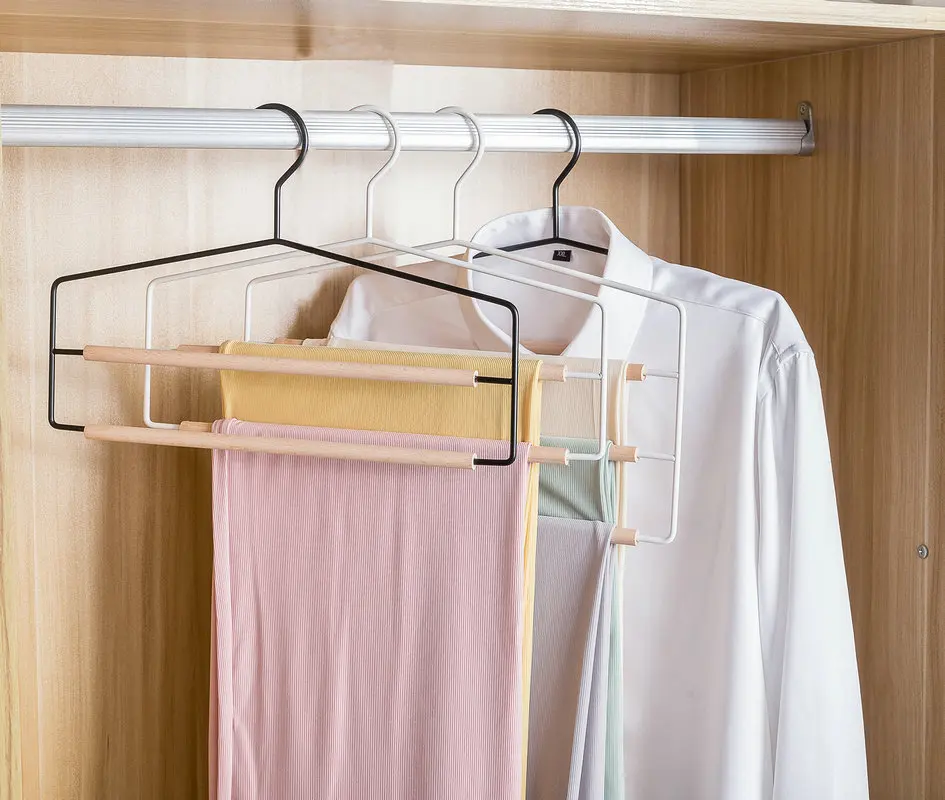 2pcs/lot Metal Non-slip Hanging Garment Organizer Multi-layer Shelves Rack for Home Clothes Storage