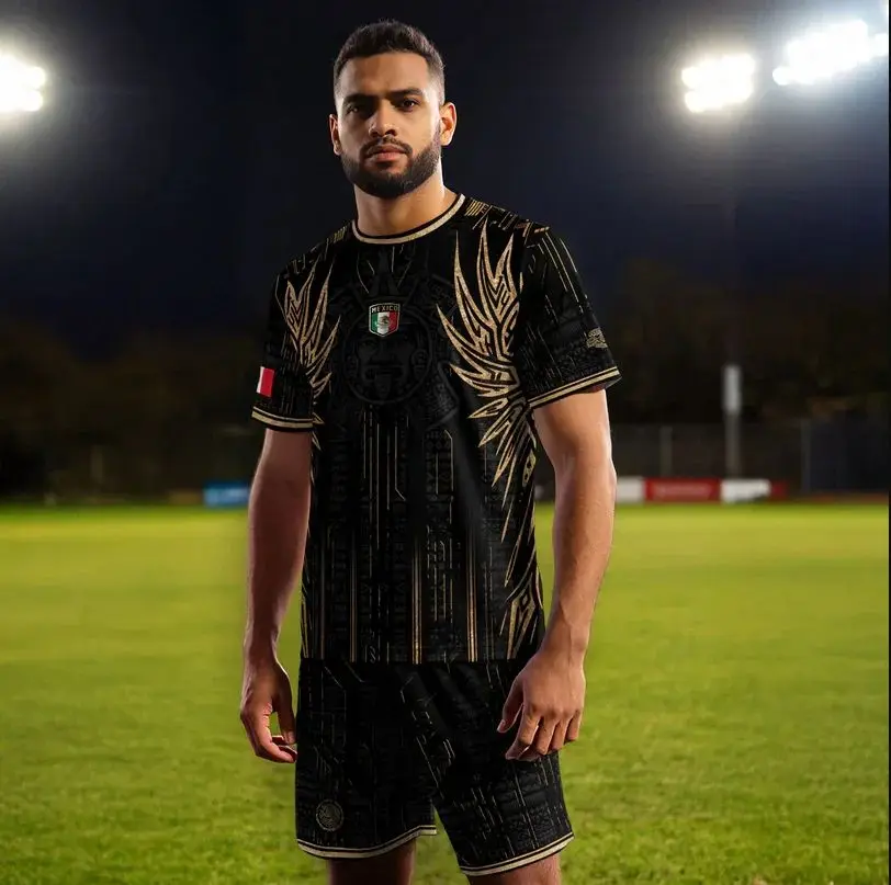 Mexican Soccer Jersey ,Mexico Aztec Calendar Style Jerseys, Soccer Lover Gift, 2026 O-Neck Football Jersey for Fans