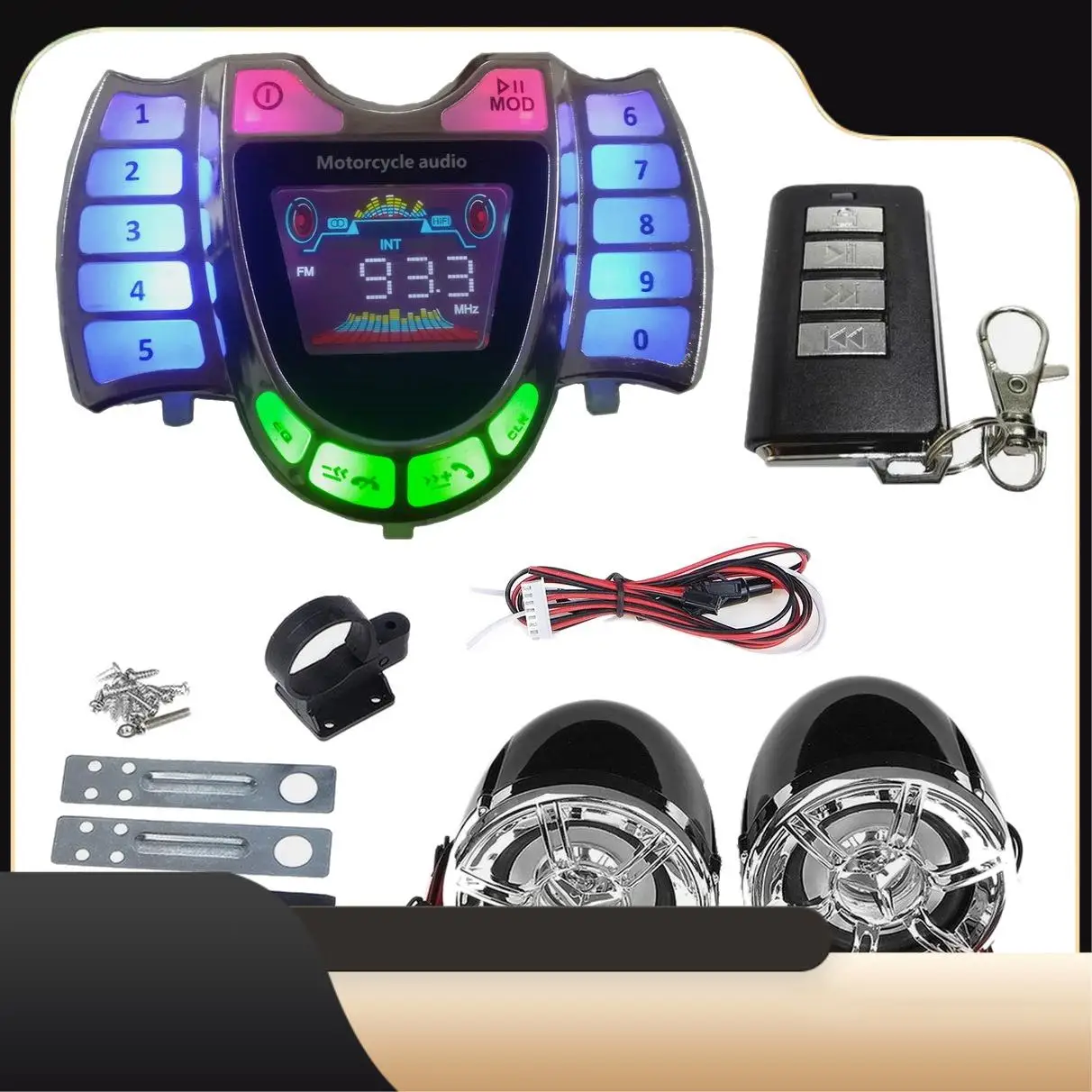 A13Z-Motorcycle Stereo Speakers Wireless Bluetooth MP3 Player Waterproof FM Audio For Motor Scooter Bike ATV UTV