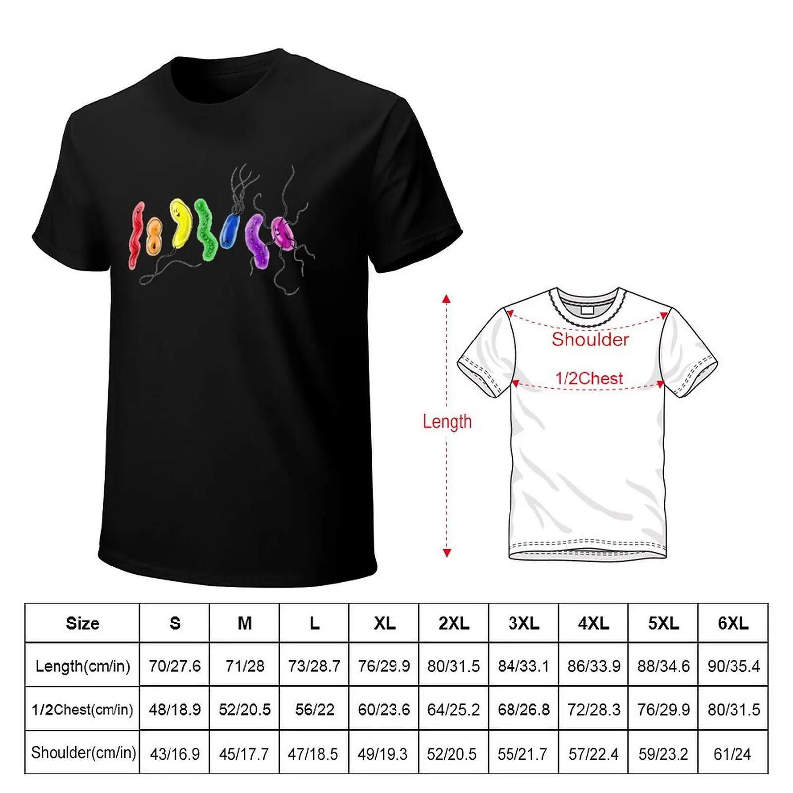 Pride Rainbow Bacteria T-Shirt Anti-Wrinkle Short Sleeve T-Shirt