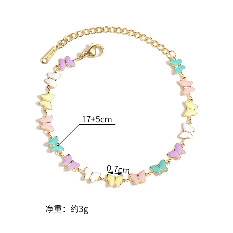 خمر قطرة الزيت الملونة فراشة النساء أساور الذهب اللون الفولاذ المقاوم للصدأ سحر أساور صديقة هدية