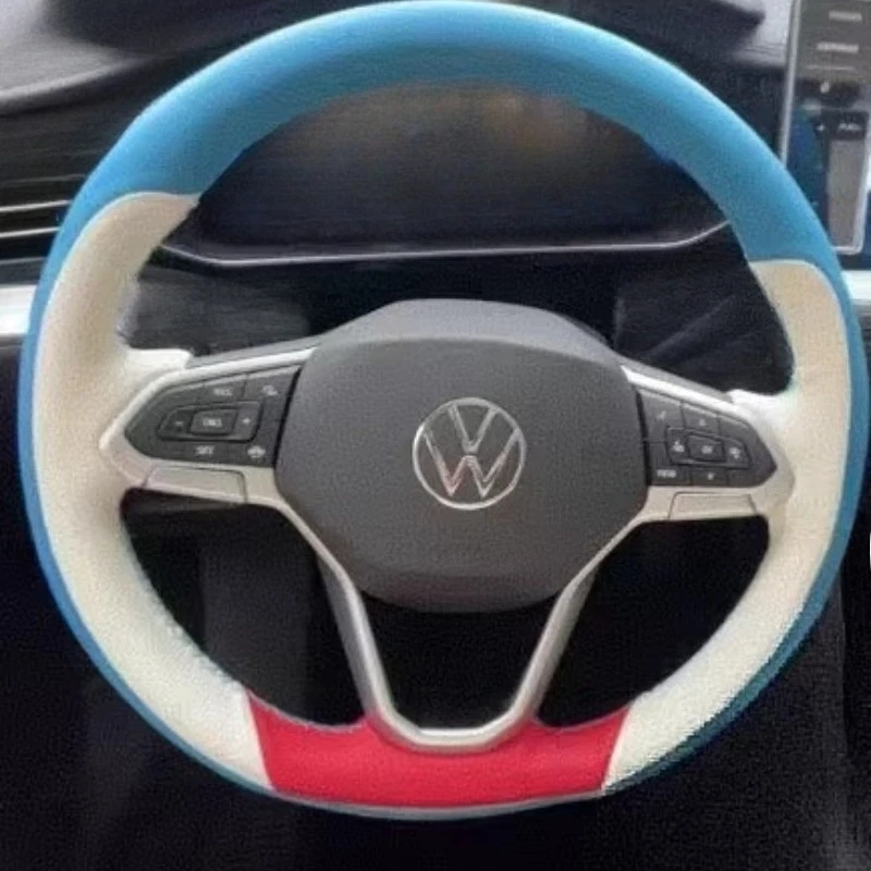 Hand-sewn faux leather steering wheel cover suitable for Volkswagen VW Golf 7 6 MK7 MK6 MK5 NK4 NK3 MK2 Polo