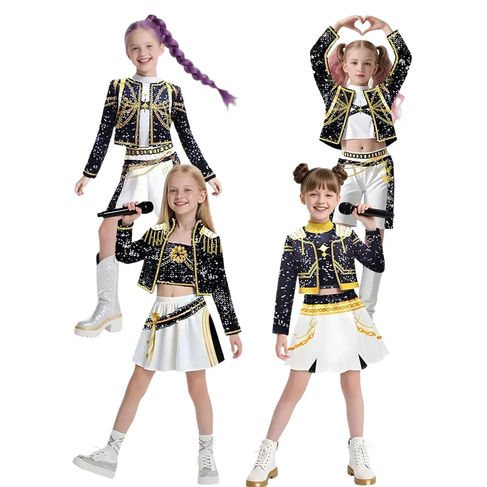 

Костюм охотника на демонов на Хэллоуин для девочек-подростков, наряд, праздничный детский поп-певец, танцевальная сцена, набор для ролевых игр, Руми Мира Зои