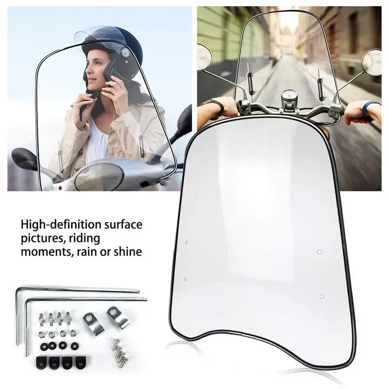 Motorcycle Windshield 18 X 16.7inch Spoiler Windscreen Extension Transparent Air Deflector PC Decoration Motorcycle Accessories