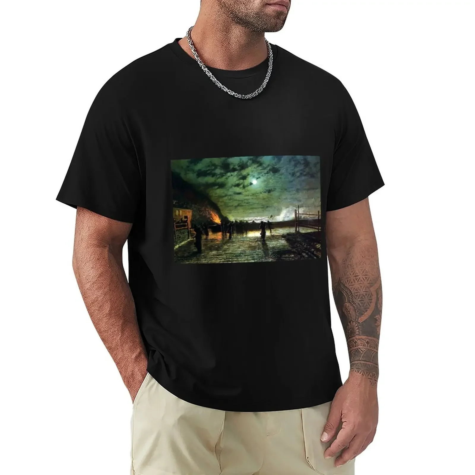 John Atkinson Grimshaw In Peril T-Shirt anime clothes plain vintage t shirts for men plain blacks plain t shirts men