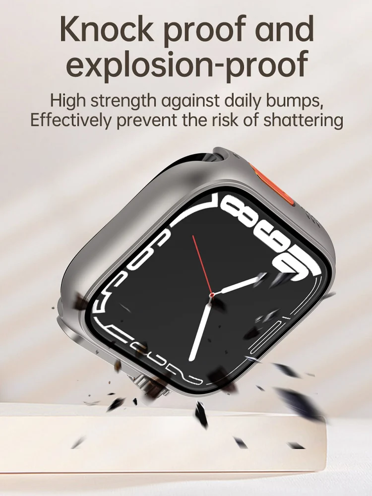 تغيير إلى علبة ألترا لساعة أبل ، السلسلة 9 ، 8 ، 7 ، 6 ، 5 ، 4 ، 3 ، سلسلة iWatch ، 45 ، 44 ، 41 ، 40 38 ، 42 ، 49 ، غطاء من الزجاج المقسى ، ترقية