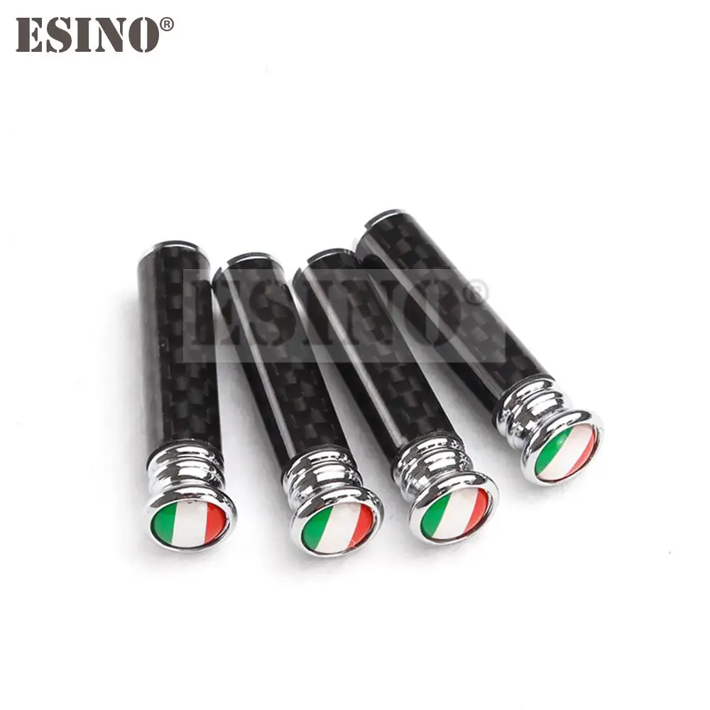 4 x Italy National Flag Carbon Fiber Car Bolt Interior Door Lock Button Screw Knob Pin Caps Covers Pin Caps Trim