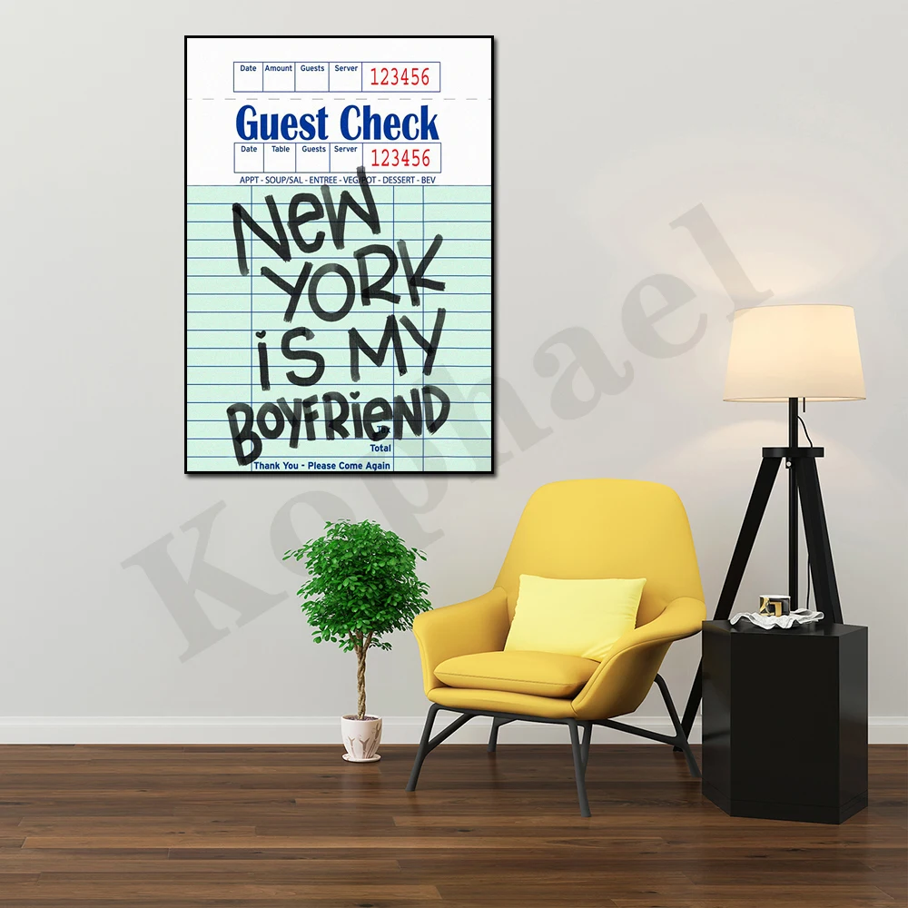 Guest Check - NY Is My Boyfriend Abstract Alphabet Wall Art Poster