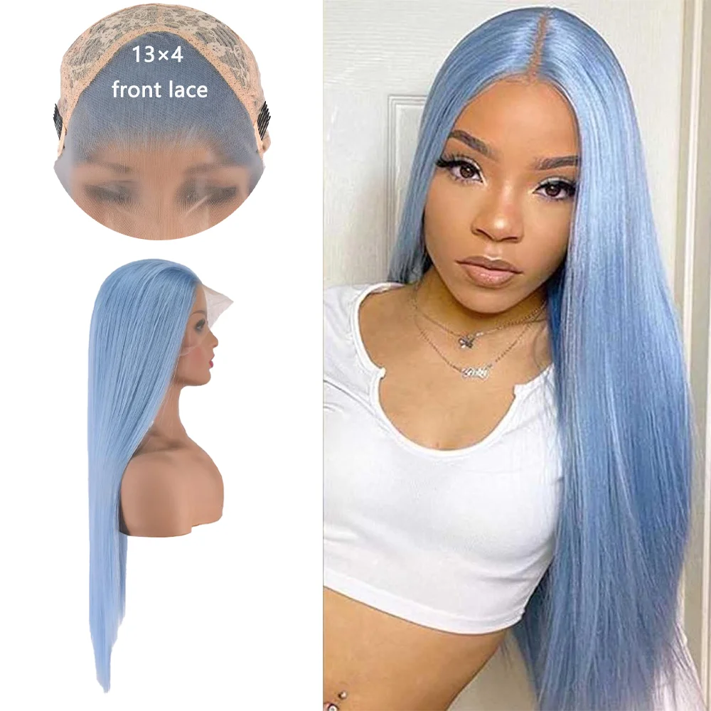 วิกผมสังเคราะห์คุณภาพสูง 13×4HD แบบลูกไม้ด้านหน้า ขนาด 24 นิ้ว ผมตรงธรรมชาติ ความหนาแน่น 180% เหมาะสำหรับผู้หญิง ใช้ได้ทุกวันและงานปาร์ตี้