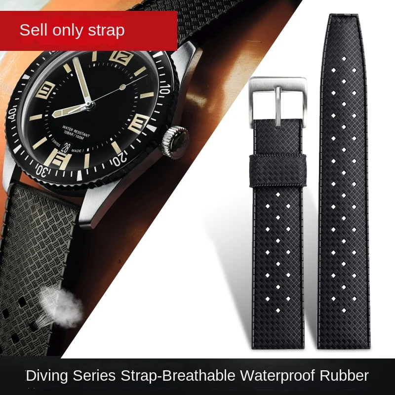 20mm 22mm Tropic Silicone Rubber Watch Strap for Seiko PROSPEX Series SLA037J1/039J1/017J1 Oris Longines Diving Sports Watchband