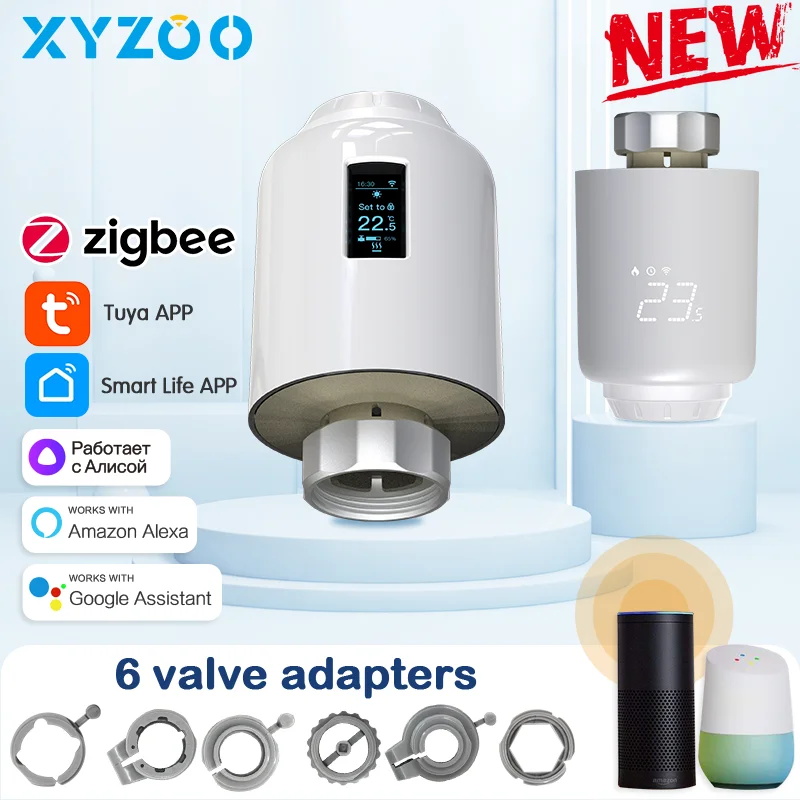 Zigbee Thermostatic Radiator Valve Tuya Smart TRV Thermostat Actuator Heating Temperature Remote Controller Google Home Alexa