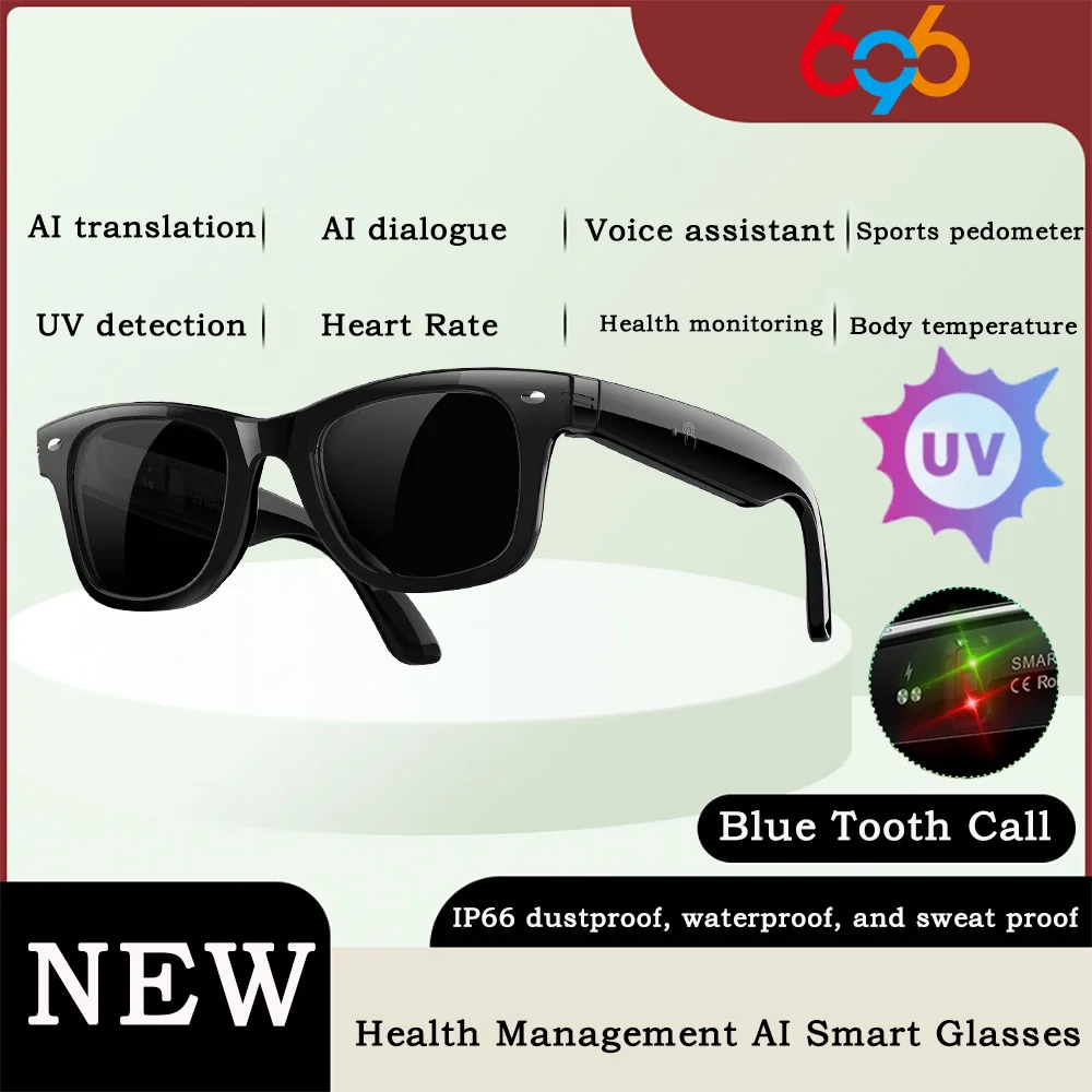 헬스 AI 지능형 안경 심박수 체온 AI 번역 자외선 감지 스포츠 음성 비서 통화 선글라스