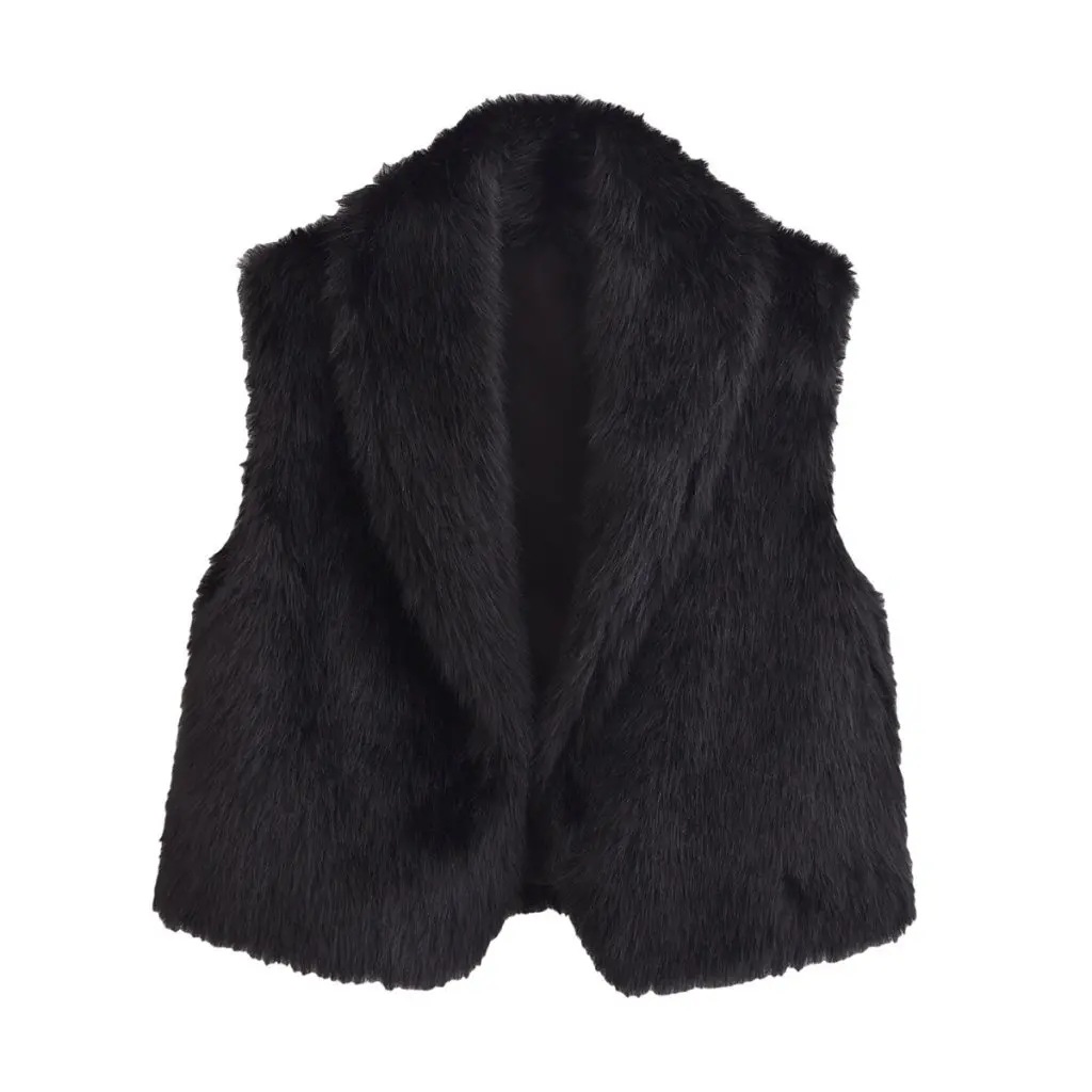 

Spring New Faux Fur Effect Sleeveless Vest Jacket Street Fashion European And American Style Women's Fashion Outerwear