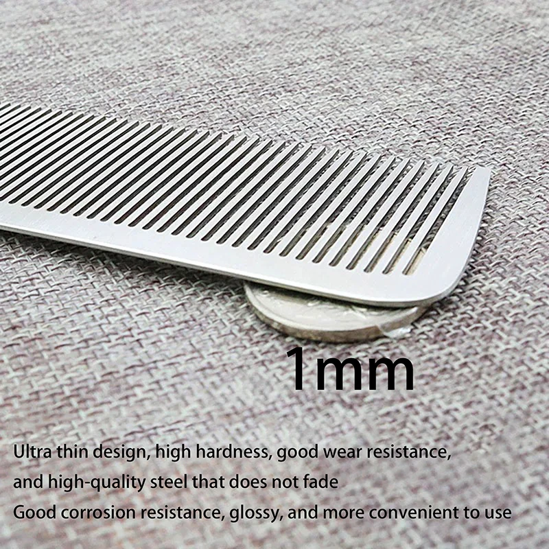 Professional Stainless Steel Silver Hairdressing Comb Anti-static Men Haircut Clipper Ultra-thin Comb Salon Styling Tool Barber