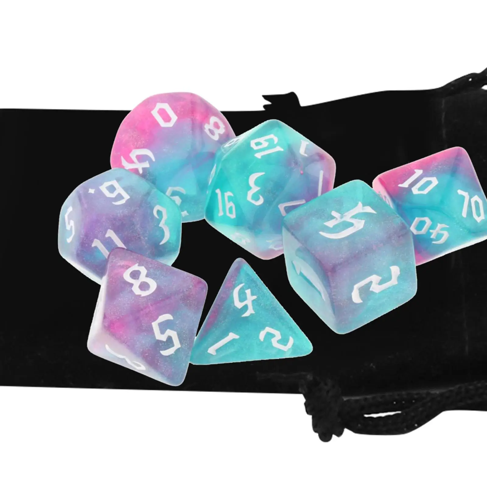 

5x Pack of 7 Polyhedral Bar Toy with Bag for DND Tabletop Games Math , ,