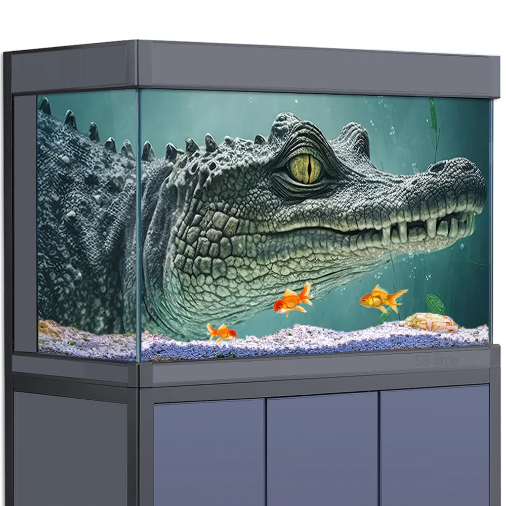 

Aquarium Background Sticker Decoration for Fish Tanks, Crocodile Underwater Natural HD 3D Poster 5-55 Gallon Reptile Habitat