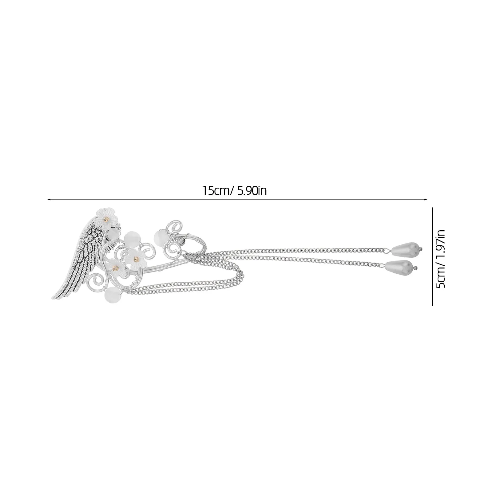 1Pair Tassel Ear Cuff Earrings Non Piercing Elf Flower Wing Filigree Design Dangle Clip on Jewelry for Women Cosplay Fairy