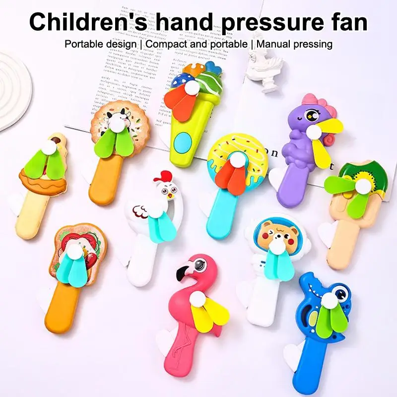 Cute Cookie Shape Mini Ice Cream Fan Hand Pressure Portable Summer Toy for Kids Outdoor Activities